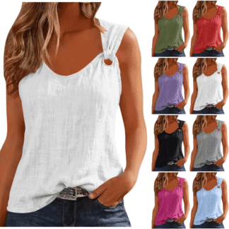 Inverlee Women's Solid U Neck Tank Tops Sleeveless Loose Fit Shirt Spring Summer Casual Tee
