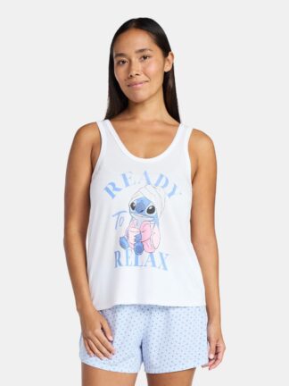 Disney Stitch Women's and Women's Plus Tank Top and Shorts Pajama Set, 2-Piece, Sizes XS-3X