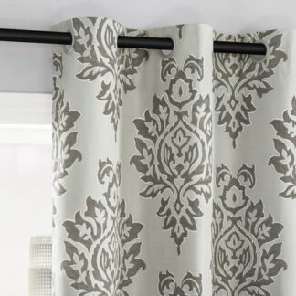Sun Zero Arlo 2-Piece Textured Thermal Insulated Room Darkening Grommet Curtain Panel Pair  Brown Damask  40 W x 95 L