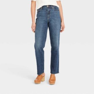 Women's High-Rise Vintage Straight Jeans - Universal Thread™ Dark Blue 4