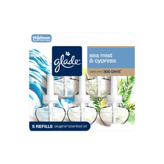 Glade PlugIns Scented Oils Air Freshener Refills, Sea Mist & Cypress, Fresh Collection, 0.67 fl oz Each, 5 Refills