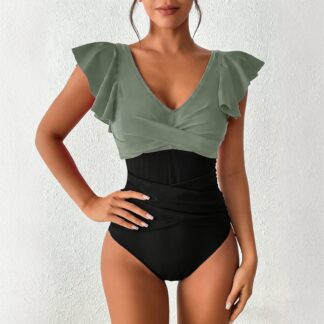 Blmnix Womens Swimsuit Modest Swimsuits Long Torso Swimsuits for Women Sexy One Piece Swim Tops Scoop Neck Women's One-P