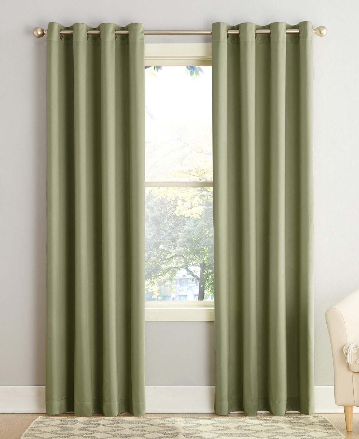 Sun Zero Madison Grommet Room Darkening Window Curtain Panel 54 X108 Sage Green