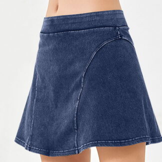 Lenpel Jean Skorts for Woman Trendy High Waisted Pull on Stretchy Skirt with Shorts Summer Casual Skorts