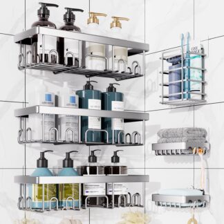 Ophanie Adhesive Shower Caddy 6 Count, Large Capacity Bathroom Organizers and Storage