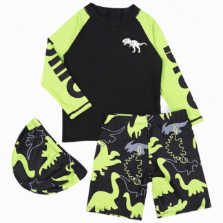 Gerichy Toddlers Baby Boys' 3-Piece Swimsuit Trunk Rashguard Set and Sun Hat Swimwear Bathing Suit Sunsuit Swim Shirt UPF 50+ 2T-16T,Green