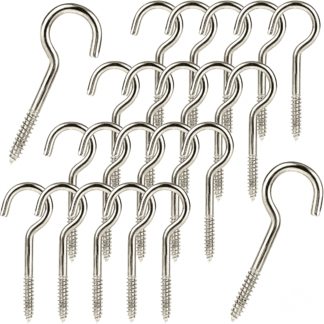 ZHZFKQ 50Pcs 2 Inch Metal Cup Hook - Round End Self Tapping Screw Hooks,Silver Threaded Stainless Steel Eye Bolt Ceiling Hanger with Open Loop