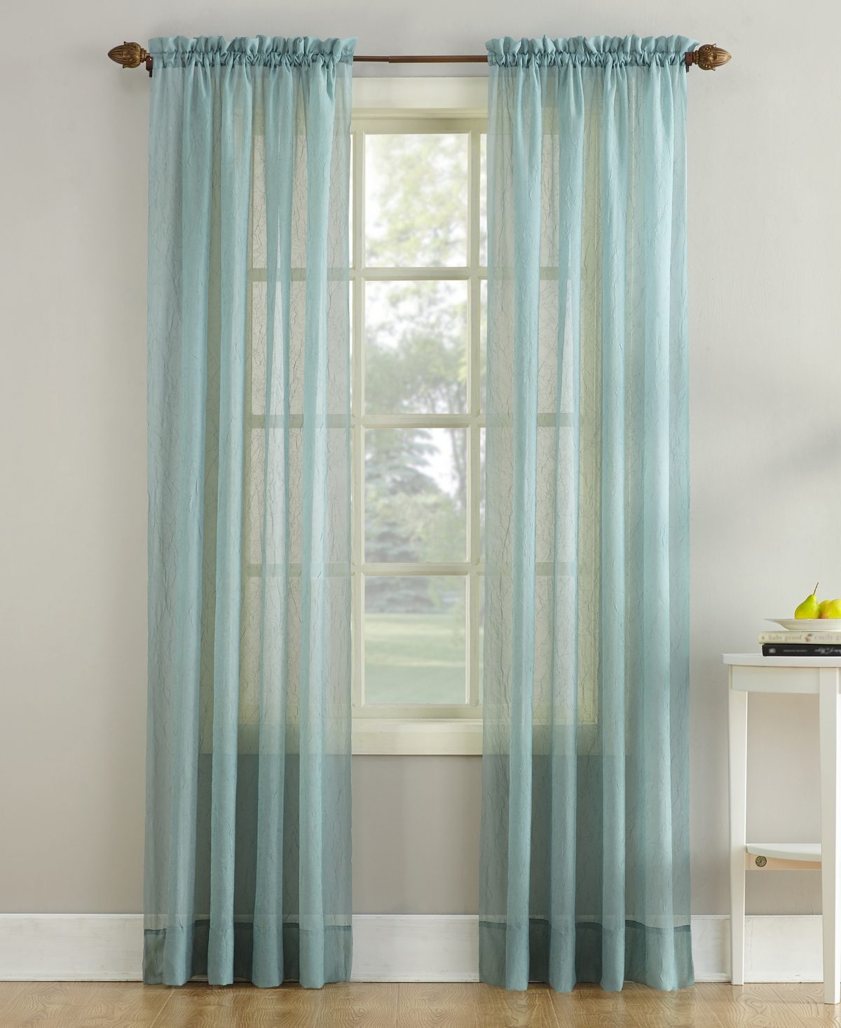 No. 918 Jillian Crushed Voile Sheer Rod Pocket Curtain Panel 51 x 95 Mineral