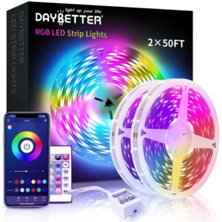 DAYBETTER Led Strip Lights, 100ft Light Strips with App Control Remote,RGB Led Lights for Bedroom, Music Sync Color Changing Lights for Room