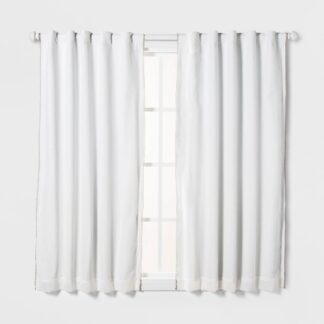 95" Loop Trim Blackout Window Curtain Panel Gray - Pillowfort