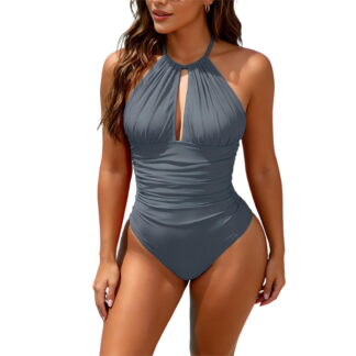 Summer Swimsuits for Women 2026,Women's One Piece Swimsuit Tummy Control Halter Bathing Suit Slimming Supportive Long To