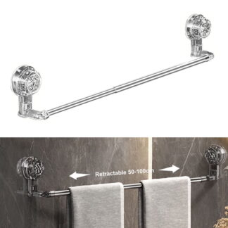 50-100cm Suction Cup Adjustable Towel Rack, Economical Self Stick Bathroom Towel Holders, Towel Rod Size from 19 Inch to