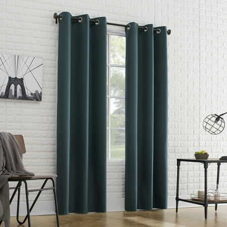 Sun Zero 2-pack Arlo Textured Thermal Insulated Grommet Curtain Panel Pair Teal 40 W x 84 L