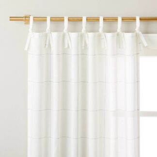 84" Subtle Grid Lines Curtain Panel Cream/Dark Gray - Hearth & Hand™ with Magnolia
