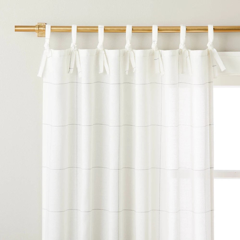 84" Subtle Grid Lines Curtain Panel Cream/Dark Gray - Hearth & Hand™ with Magnolia