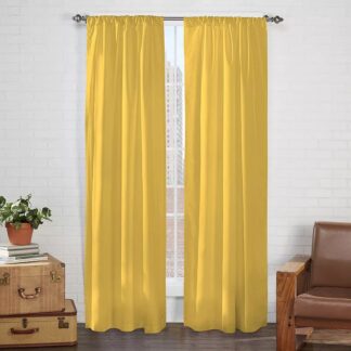 Pairs to Go Cadenza Solid Light Filtering Rod Pocket Curtain Panel Pairs  Set of 2  Mimosa Yellow  80 x 63
