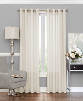 Eclipse Liberty Light Filtering Window Curtain 52 Inches Wide x 63 Inches Long  Single Window Curtain Panel  Grommet  Ivory