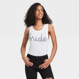 Women's Bride Graphic Tank Top - White M