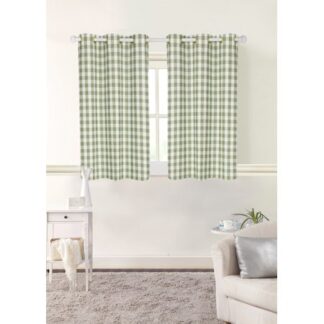 Mainstays Gingham Check Room Darkening Grommet Single Curtain Panel Green 42 x 63