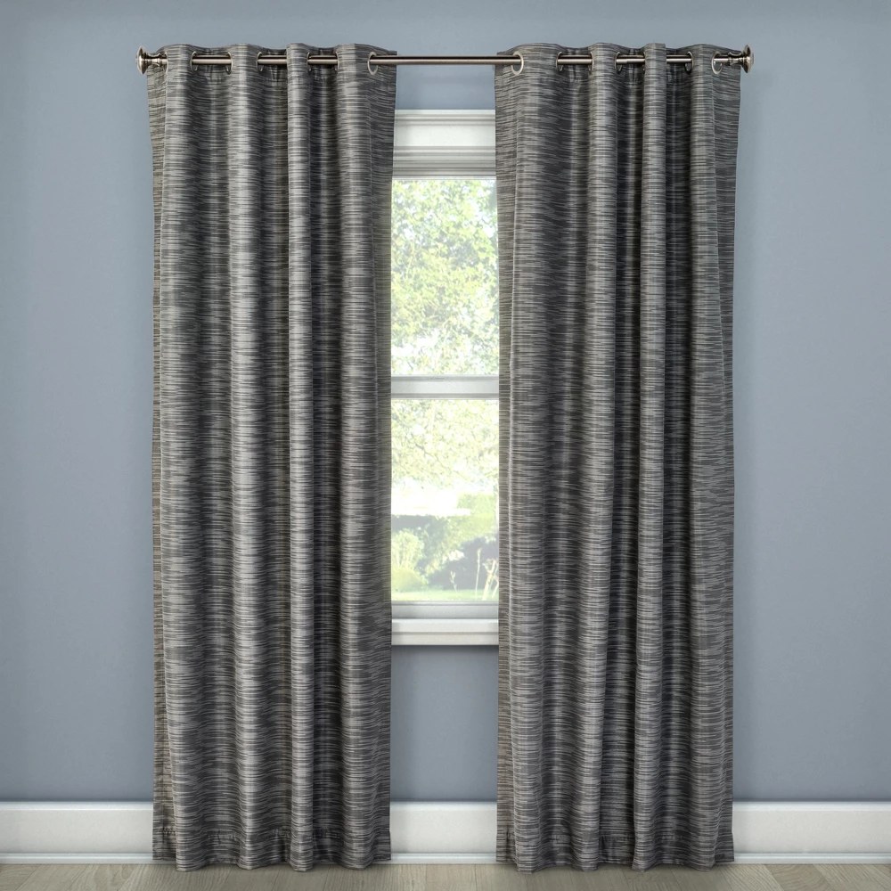 95"x50" Tara Stripe Blackout Curtain Panel Gray - Eclipse