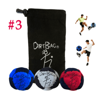 Dirt--bag Classic Three Pack Dirt Footbag 3 Pack with Signature Pouch, Sand Filled Kick Sack, Soft Durable Handmade Hack