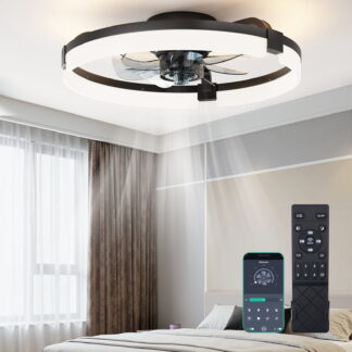 CONCETTA Low Profile Ceiling Fan with Light, 19in Flush Mount Bladeless Fan