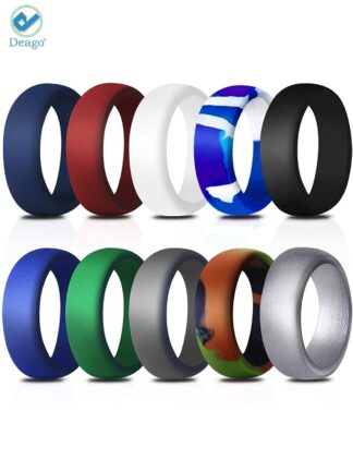 Deago Breathable Silicone Wedding Rings, 10 Count