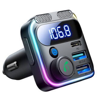 JOYROOM Bluetooth FM Transmitter for Car, Bluetooth 5.3 Adapter, PD & QC 3.0 USB Car Charger, Handsfree Kit