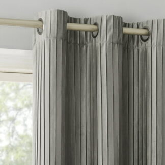 Sun Zero Cascade Pleated Velvet Blackout Grommet Curtain Panel 40 X96 Gray