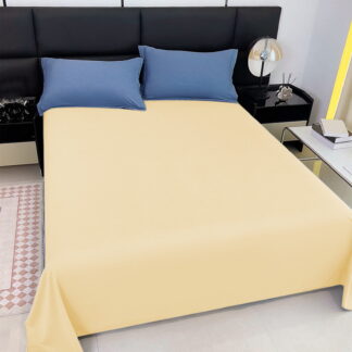 hulanddfd Bed Sheets Queen Size Soft Cool Cotton Sheets for Hotels Spas and Home(Yellow)