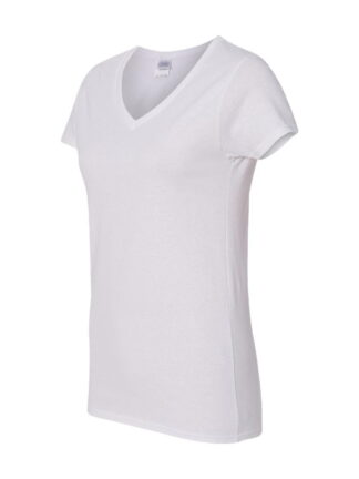 Gildan - Heavy Cotton Women’s V-Neck T-Shirt - 5V00L - White - Size: S