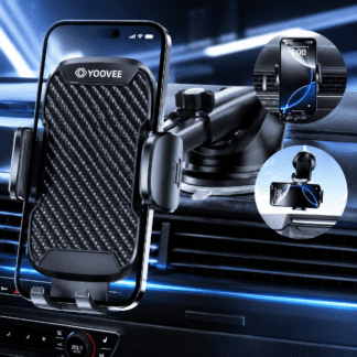 YOOVEE Universal Car Phone Holder, Adjustable Rotation for 4-7 Inch Phones, Dash/Windshield/Vent