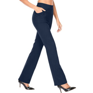 Posijego Women's High Waist Flare Pants Stretch Business Dress Work Causal Trousers with Pockets Yoga Pants (UPC 19989)
