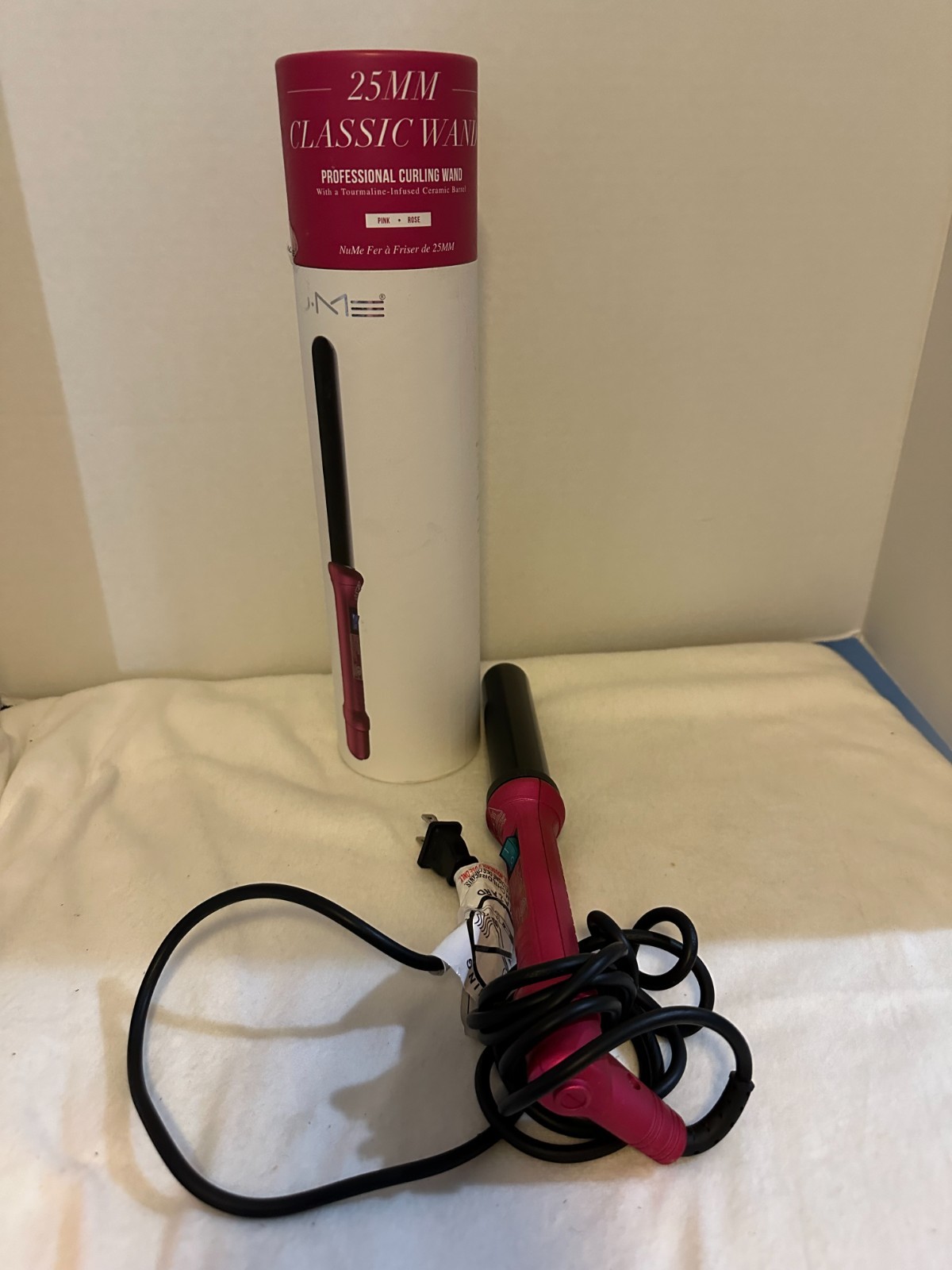 Nume Classic Curling Wand 25mm Barrel For Glam Curls, Pink
