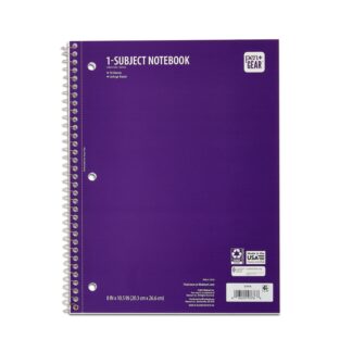 Pen+Gear College Ruled 1-Subject Notebook, 8" x 10.5", Purple, 70 Sheets