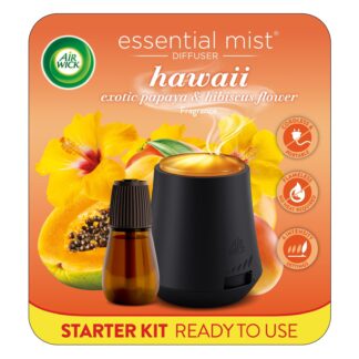Air Wick Essential Mist Scented Oil Cordless Diffuser Starter Kit, Hawaii Exotic Papaya & Hibiscus Flower, 2 Piece