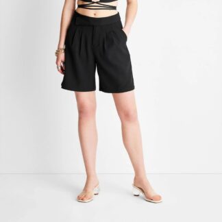 Women's Relaxed Trouser Shorts - Future Collective™ with Alani Noelle Black 6