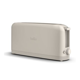 bella 2-Slice Slim Toaster with Extra Long Slot, 6 Setting Shade Control with Reheat & Cancel Buttons, Oatmilk