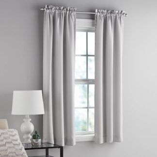Mainstays 2-Piece Solid Light Grey Rod Pocket Blackout Curtain Set 30 x 63
