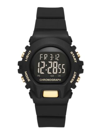 Time and Tru Ladies' Black Plastic Sport Digital Chronograph Watch (FMDOTT092)