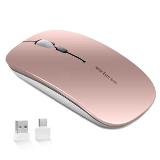 Uciefy Wireless Rechargeable Optical Mouse, Slim Silent with USB Receiver, Rose Gold