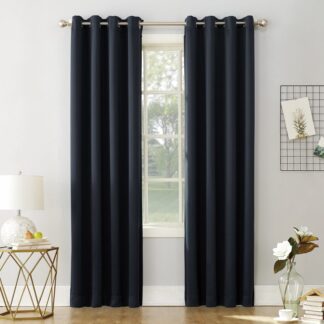 Sun Zero Nolan Energy Efficient Blackout Grommet Single Curtain Panel, 54" X 108", Navy