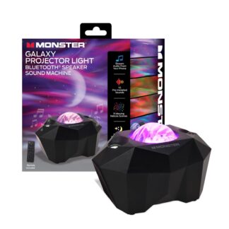 Monster Galaxy Projector Light with Bluetooth® Speaker & Sound Machine – 15 Moving Nebula Scenes, 10 Pre-Installed Sounds, Remote Control, USB Powered