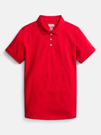Wonder Nation Girls School Uniform Pique Polo Shirt with Short Sleeves, Size 4-18
