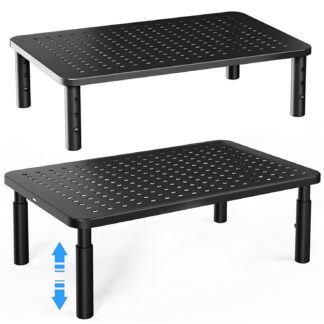 2-Pack Monitor Stand Riser, 3 Height Adjustable with Mesh Platform for Laptop, Computer, Printer