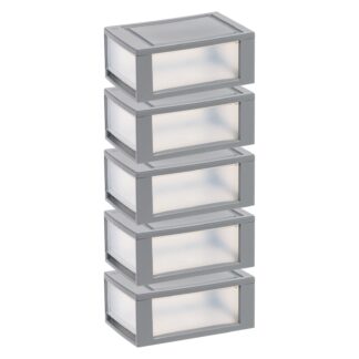 IRIS 6 Qt Small Plastic Drawers, Under Bed Storage Bins, Stackable, Modular 5Pk