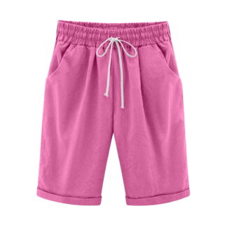 Women's Plus Size Summer Sweat Shorts, Elastic Waist Wide Leg Baggy Lounge Knee Shorts