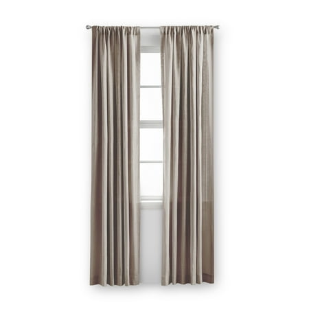 Mainstays 100% Cotton Indoor Sheer Rod Pocket Single Curtain Panel Beige 50 W x 84 L