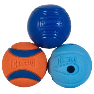 Chuckit! Fetch Medley Dog Ball Set, Crunch, Whistler and Ultra Ball, Interactive Fetch Dog Toys, Medium 2.5"