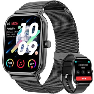 Mingdaln Smart Watch for Android and iPhone, IP68 Waterproof, 100+ Sports Modes, 1.85" Fitness Tracker, Two Straps